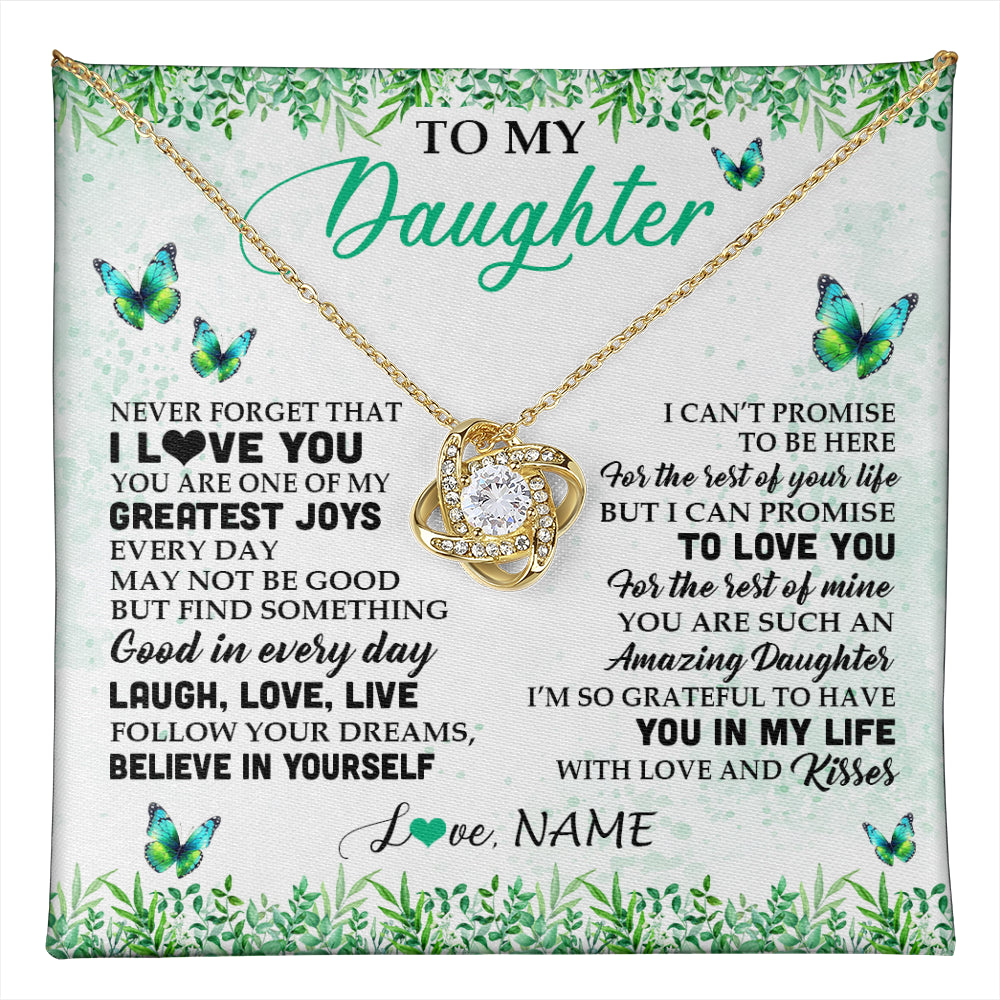 Love Knot Necklace 18K Yellow Gold Finish | 1 | Personalized To My Daughter Necklace From Mom Dad Father Butterfly Laugh Love Live Birthday Motivational Quote Christmas Customized Gift Box Message Card | teecentury