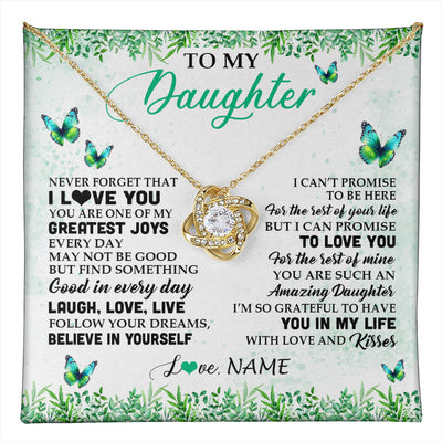 Love Knot Necklace 18K Yellow Gold Finish | 1 | Personalized To My Daughter Necklace From Mom Dad Father Butterfly Laugh Love Live Birthday Motivational Quote Christmas Customized Gift Box Message Card | teecentury