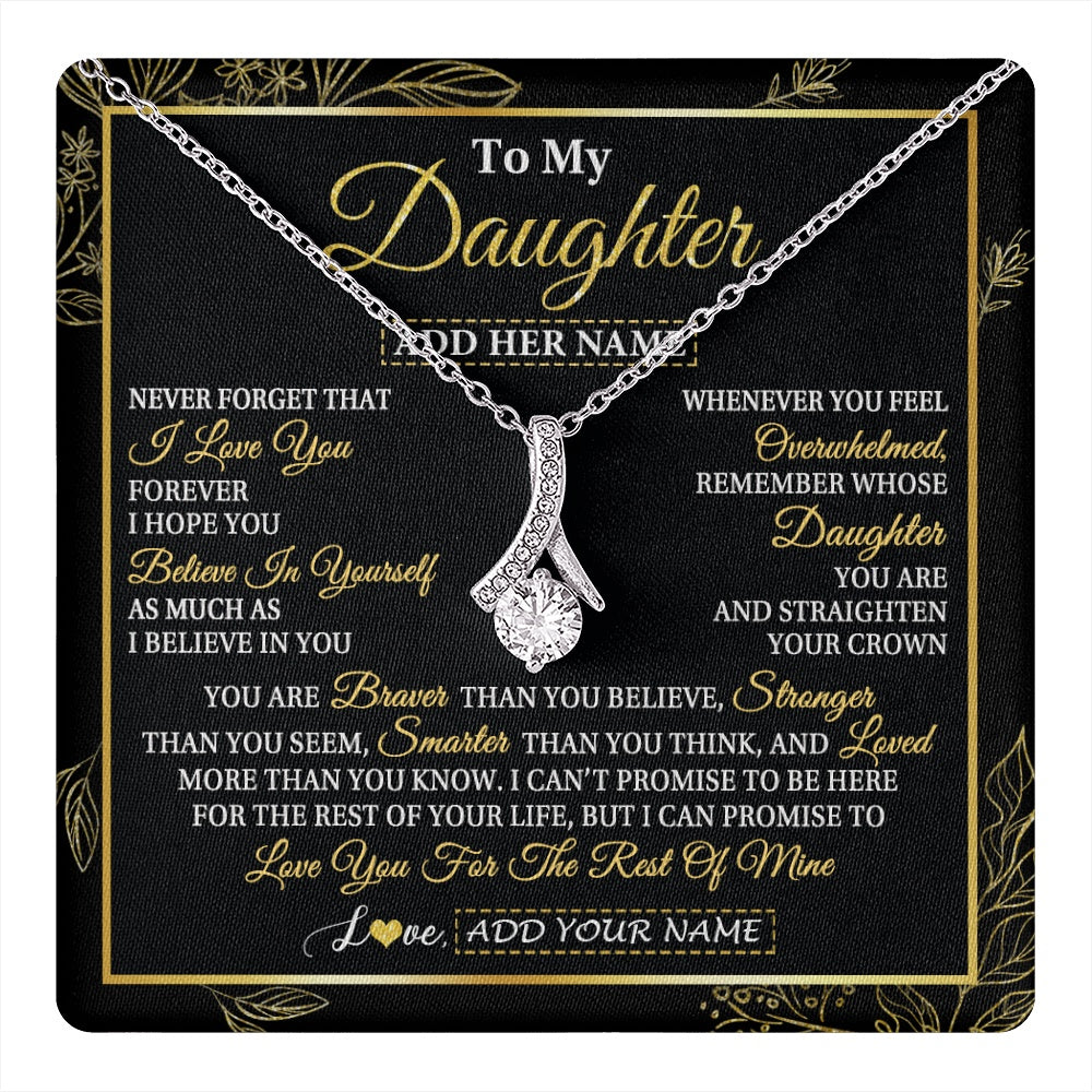 Alluring Beauty Necklace 14K White Gold Finish | 1 | Personalized To My Daughter Necklace From Mom Dad Father I Love You Gift For My Daughter Birthday Gifts Graduation Christmas Custom Gift Box Message Card | teecentury.myshopify