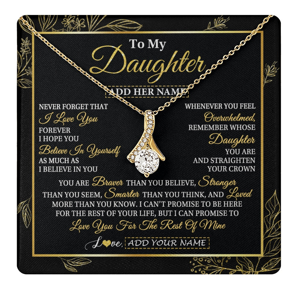 Alluring Beauty Necklace 18K Yellow Gold Finish | 1 | Personalized To My Daughter Necklace From Mom Dad Father I Love You Gift For My Daughter Birthday Gifts Graduation Christmas Custom Gift Box Message Card | teecentury.myshopify