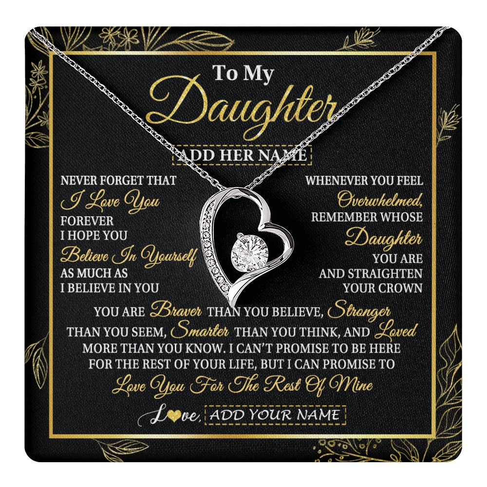 Forever Love Necklace 14K White Gold Finish | 1 | Personalized To My Daughter Necklace From Mom Dad Father I Love You Gift For My Daughter Birthday Gifts Graduation Christmas Custom Gift Box Message Card | teecentury.myshopify