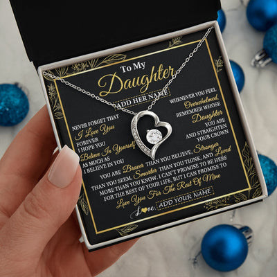 Forever Love Necklace 14K White Gold Finish | 2 | Personalized To My Daughter Necklace From Mom Dad Father I Love You Gift For My Daughter Birthday Gifts Graduation Christmas Custom Gift Box Message Card | teecentury.myshopify