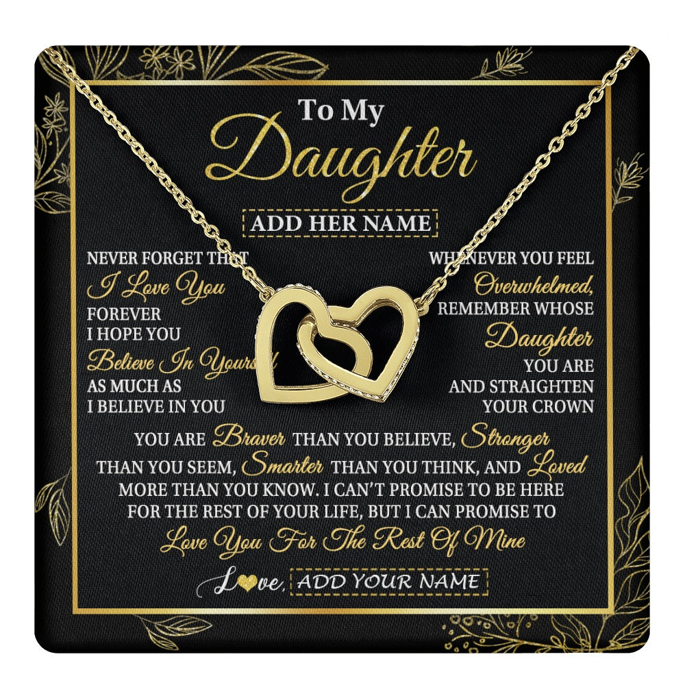 Interlocking Hearts Necklace 18K Yellow Gold Finish | 1 | Personalized To My Daughter Necklace From Mom Dad Father I Love You Gift For My Daughter Birthday Gifts Graduation Christmas Custom Gift Box Message Card | teecentury.myshopify