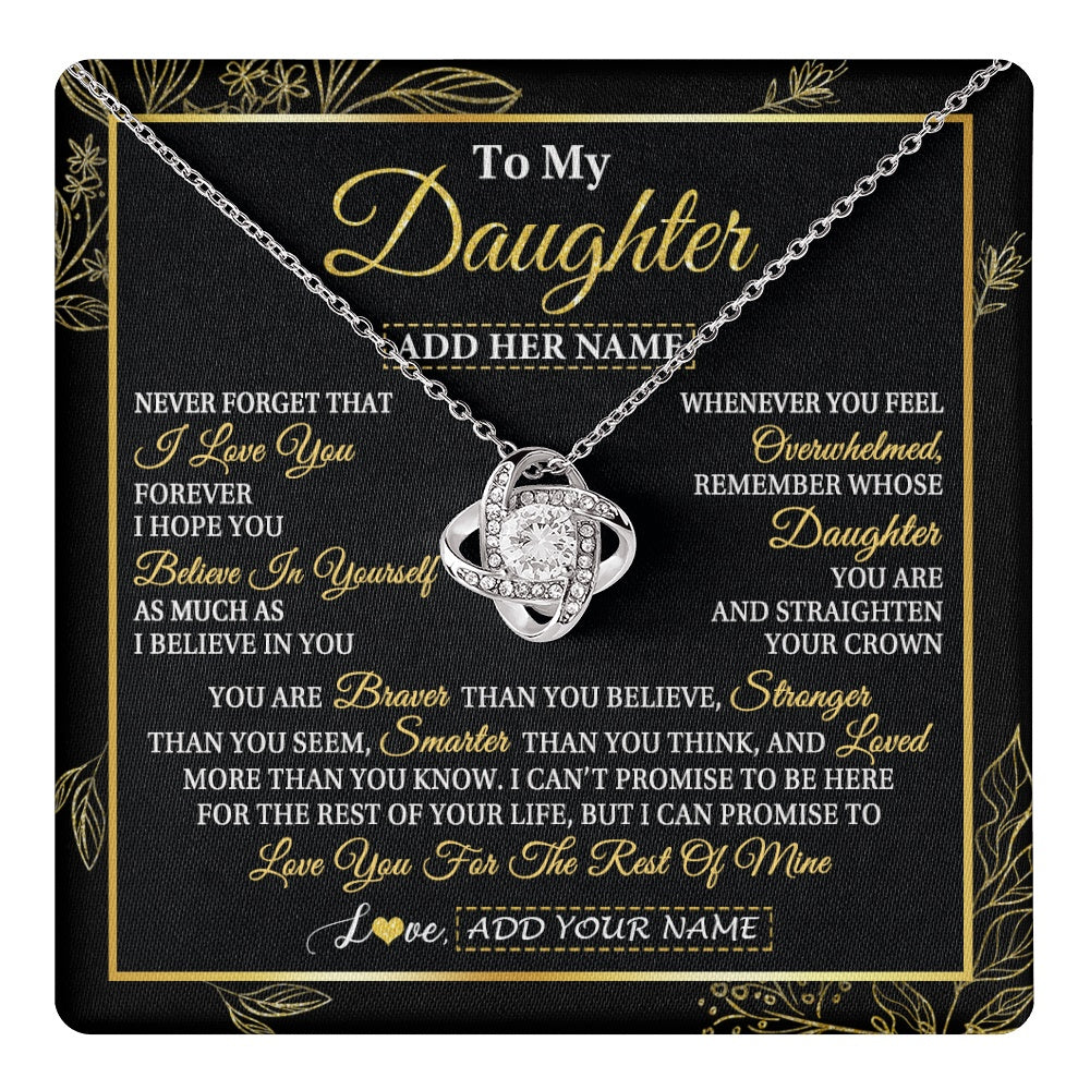 Love Knot Necklace 14K White Gold Finish | 1 | Personalized To My Daughter Necklace From Mom Dad Father I Love You Gift For My Daughter Birthday Gifts Graduation Christmas Custom Gift Box Message Card | teecentury.myshopify
