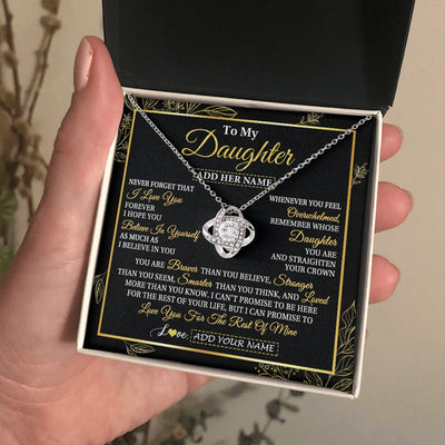 Love Knot Necklace 14K White Gold Finish | 2 | Personalized To My Daughter Necklace From Mom Dad Father I Love You Gift For My Daughter Birthday Gifts Graduation Christmas Custom Gift Box Message Card | teecentury.myshopify