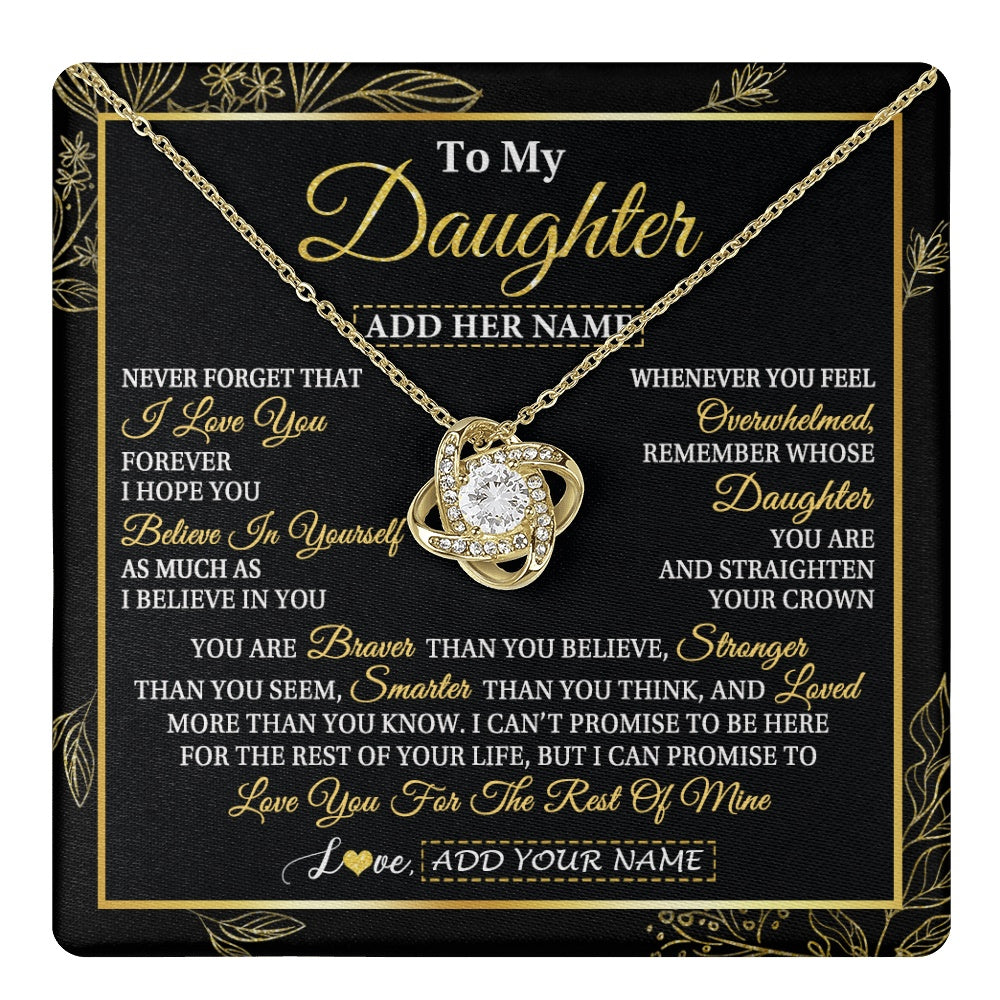 Love Knot Necklace 18K Yellow Gold Finish | 1 | Personalized To My Daughter Necklace From Mom Dad Father I Love You Gift For My Daughter Birthday Gifts Graduation Christmas Custom Gift Box Message Card | teecentury.myshopify