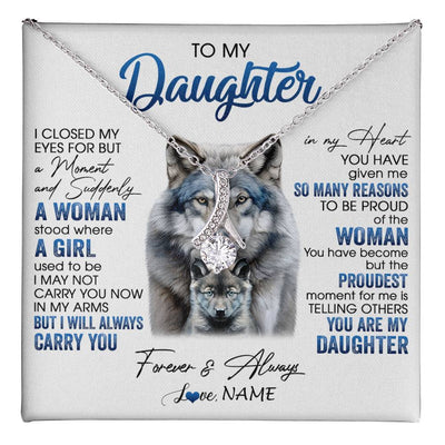 Alluring Beauty Necklace 14K White Gold Finish | 1 | Personalized To My Daughter Necklace From Mom Dad I Close My Eyes For But A Moment Wolf Daughter Birthday Gifts Christmas Customized Gift Box Message Card | teecentury