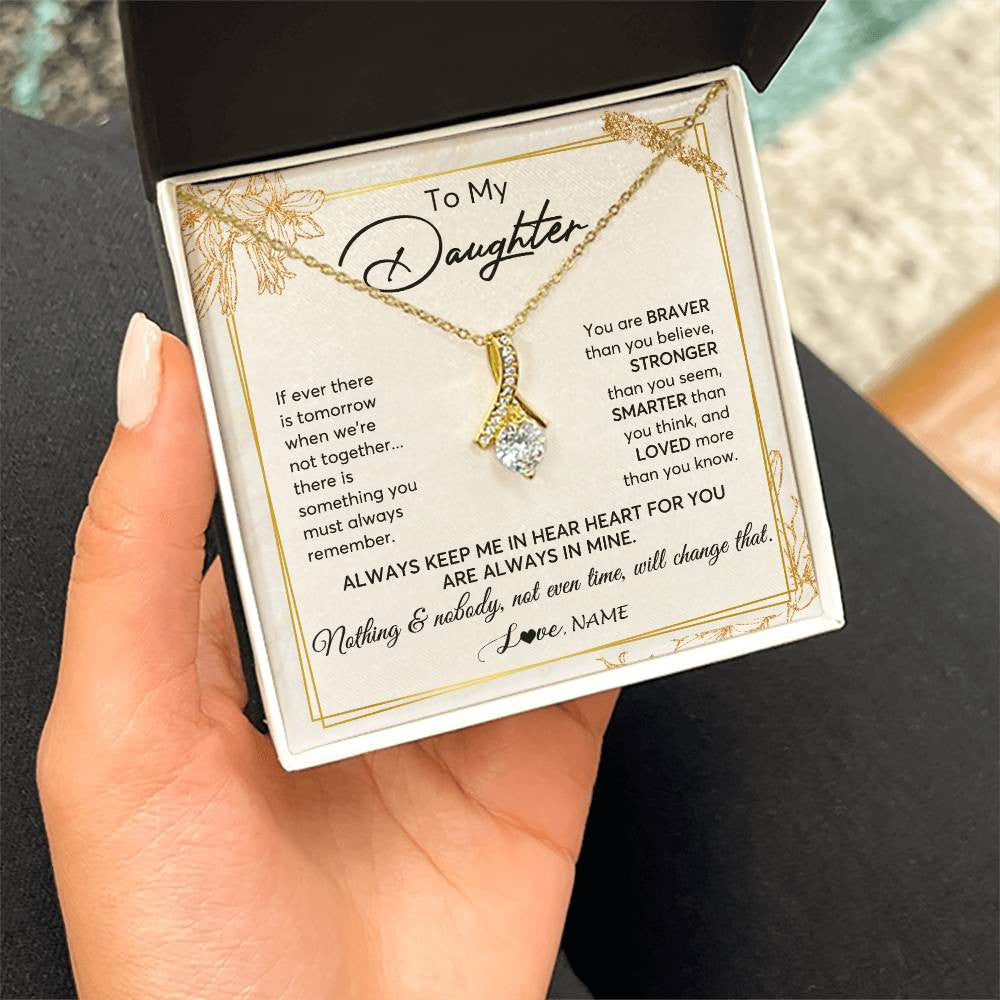 Alluring Beauty Necklace 18K Yellow Gold Finish | 2 | Personalized To My Daughter Necklace From Mom Dad Mother Always Keep Me In Your Heart Daughter Birthday Graduation Christmas Customized Gift Box Message Card | teecentury