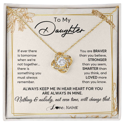 Love Knot Necklace 18K Yellow Gold Finish | 1 | Personalized To My Daughter Necklace From Mom Dad Mother Always Keep Me In Your Heart Daughter Birthday Graduation Christmas Customized Gift Box Message Card | teecentury
