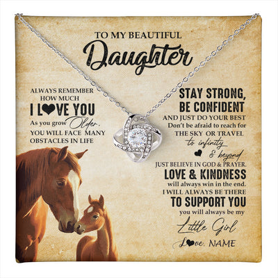 Love Knot Necklace 14K White Gold Finish | 1 | Personalized To My Daughter Necklace From Mom Dad Mother Always Remember I Love You Horse Daughter Birthday Jewelry Christmas Customized Gift Box Message Card | teecentury