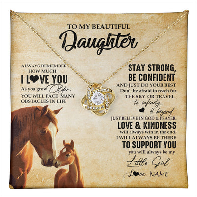 Love Knot Necklace 18K Yellow Gold Finish | 1 | Personalized To My Daughter Necklace From Mom Dad Mother Always Remember I Love You Horse Daughter Birthday Jewelry Christmas Customized Gift Box Message Card | teecentury