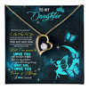 Forever Love Necklace 18K Yellow Gold Finish | 1 | Personalized To My Daughter Necklace From Mom Dad Mother Fairy Silhouette Fantasy Moon Daughter Birthday Graduation Christmas Customized Gift Box Message Card | teecentury