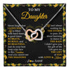 Interlocking Hearts Necklace Stainless Steel & Rose Gold Finish | 1 | Personalized To My Daughter Necklace From Mom Dad Mother Father I Love You Sunflower Daughter Birthday Jewelry Christmas Customized Gift Box Message Card | teecentury