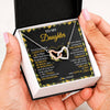Interlocking Hearts Necklace Stainless Steel & Rose Gold Finish | 2 | Personalized To My Daughter Necklace From Mom Dad Mother Father I Love You Sunflower Daughter Birthday Jewelry Christmas Customized Gift Box Message Card | teecentury