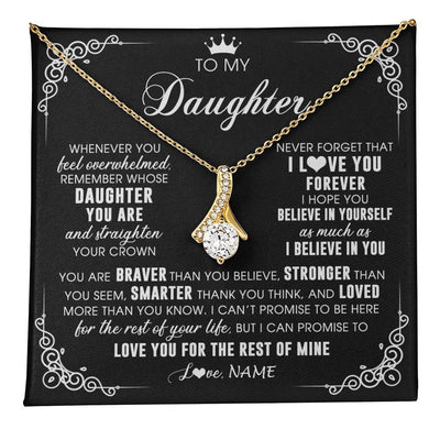 Alluring Beauty Necklace 18K Yellow Gold Finish | 1 | Personalized To My Daughter Necklace From Mom Dad Mother Father Inspirational Strength Daughter Birthday Jewelry Christmas Customized Gift Box Message Card | teecentury