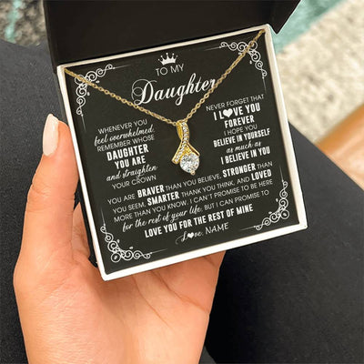 Alluring Beauty Necklace 18K Yellow Gold Finish | 2 | Personalized To My Daughter Necklace From Mom Dad Mother Father Inspirational Strength Daughter Birthday Jewelry Christmas Customized Gift Box Message Card | teecentury