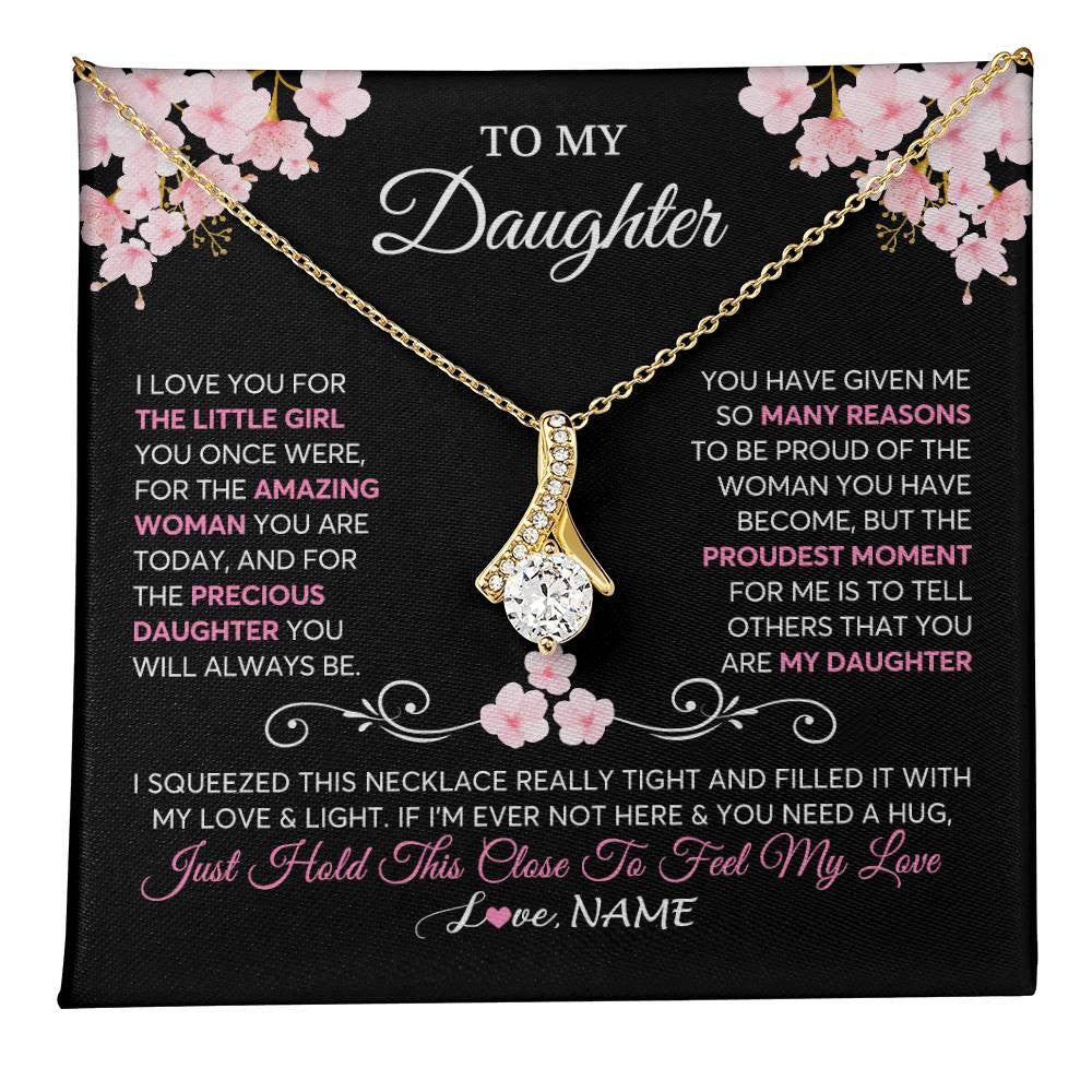 Alluring Beauty Necklace 18K Yellow Gold Finish | 1 | Personalized To My Daughter Necklace From Mom Dad Mother Father Love You Little Girl Daughter Birthday Jewelry Christmas Customized Gift Box Message Card | teecentury