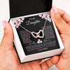 Interlocking Hearts Necklace Stainless Steel & Rose Gold Finish | 2 | Personalized To My Daughter Necklace From Mom Dad Mother Father Love You Little Girl Daughter Birthday Jewelry Christmas Customized Gift Box Message Card | teecentury