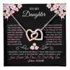 Interlocking Hearts Necklace Stainless Steel & Rose Gold Finish | 1 | Personalized To My Daughter Necklace From Mom Dad Mother Father Love You Little Girl Daughter Birthday Jewelry Christmas Customized Gift Box Message Card | teecentury