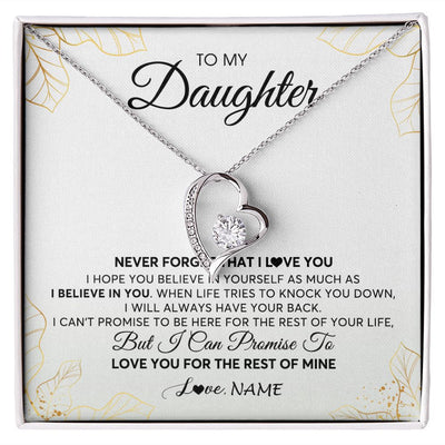 Forever Love Necklace | Personalized To My Daughter Necklace From Mom Dad Mother Father Never Forget That I Love You Daughter Birthday Christmas Customized Gift Box Message Card | teecentury