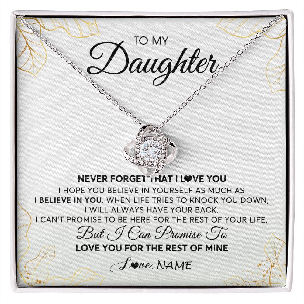 Love Knot Necklace | Personalized To My Daughter Necklace From Mom Dad Mother Father Never Forget That I Love You Daughter Birthday Christmas Customized Gift Box Message Card | teecentury