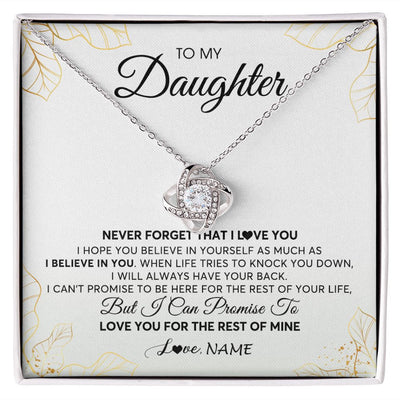 Love Knot Necklace | Personalized To My Daughter Necklace From Mom Dad Mother Father Never Forget That I Love You Daughter Birthday Christmas Customized Gift Box Message Card | teecentury