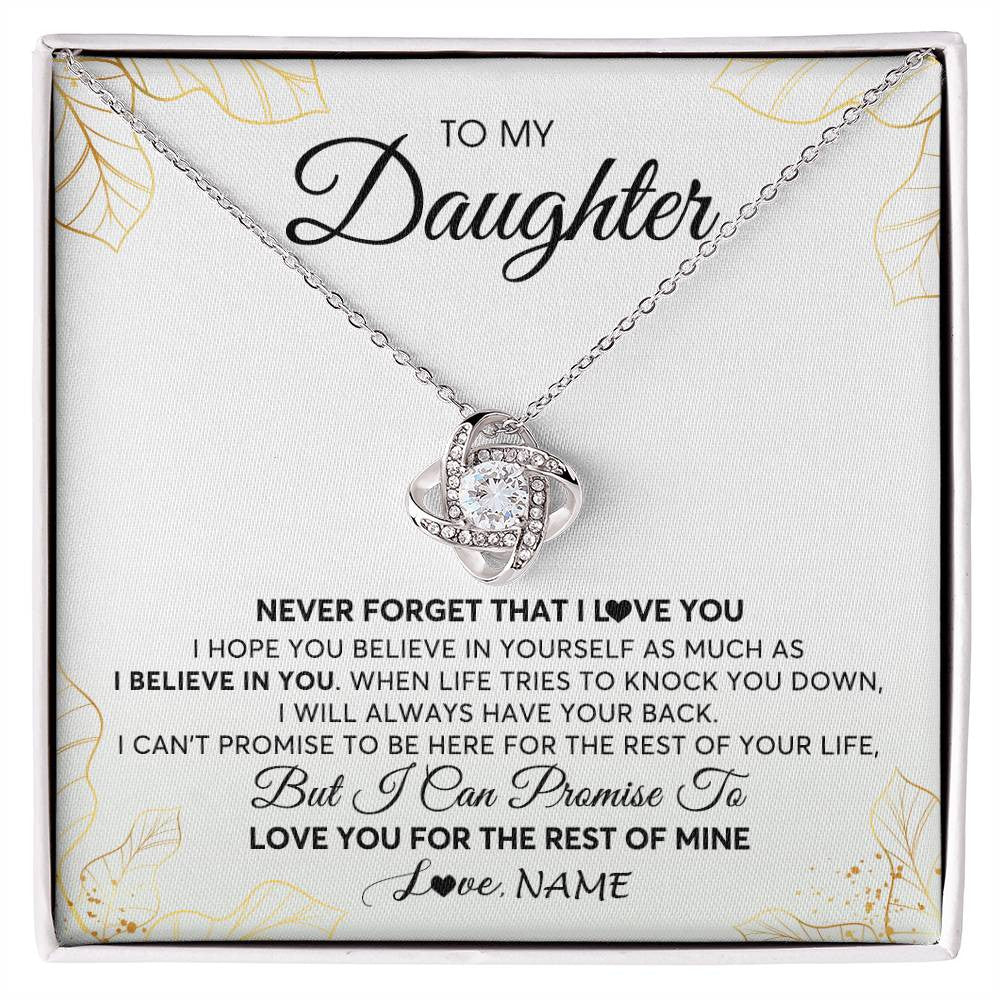 Love Knot Necklace | Personalized To My Daughter Necklace From Mom Dad Mother Father Never Forget That I Love You Daughter Birthday Christmas Customized Gift Box Message Card | teecentury