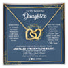 Interlocking Hearts Necklace 18K Yellow Gold Finish | Personalized To My Daughter Necklace From Mom Dad Mother How Much You Mean To Me Gift For Daughter Birthday Graduation Christmas Customized Message Card | teecentury