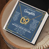 Interlocking Hearts Necklace 18K Yellow Gold Finish | Personalized To My Daughter Necklace From Mom Dad Mother How Much You Mean To Me Gift For Daughter Birthday Graduation Christmas Customized Message Card | teecentury