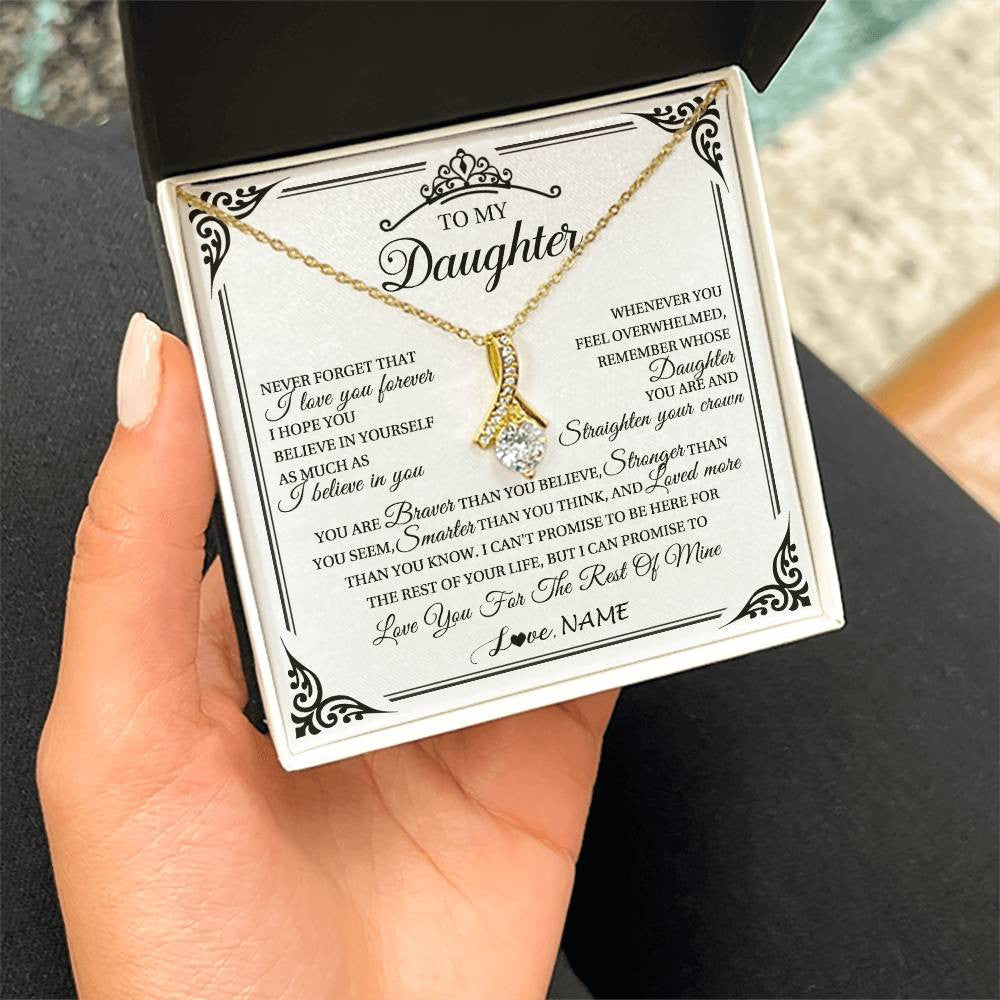 Alluring Beauty Necklace 18K Yellow Gold Finish | 2 | Personalized To My Daughter Necklace From Mom Dad Mother I Love You Forever Daughter Birthday Jewelry Graduation Christmas Customized Gift Box Message Card | teecentury