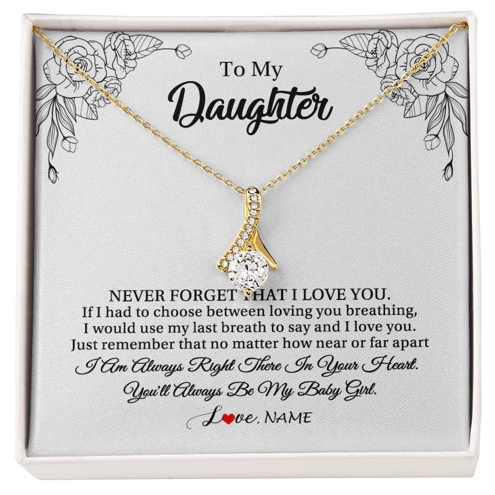 Alluring Beauty Necklace 18K Yellow Gold Finish | 1 | Personalized To My Daughter Necklace From Mom Dad Mother Never Forget That I Love You Daughter Birthday Graduation Christmas Customized Gift Box Message Card | teecentury
