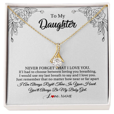 Alluring Beauty Necklace 18K Yellow Gold Finish | 1 | Personalized To My Daughter Necklace From Mom Dad Mother Never Forget That I Love You Daughter Birthday Graduation Christmas Customized Gift Box Message Card | teecentury
