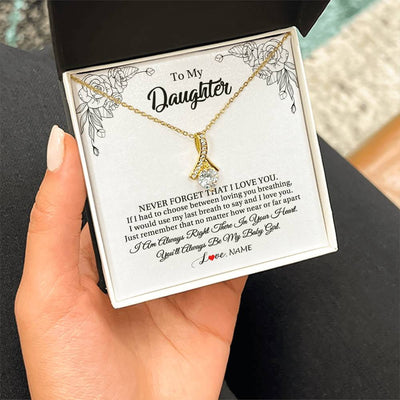 Alluring Beauty Necklace 18K Yellow Gold Finish | 2 | Personalized To My Daughter Necklace From Mom Dad Mother Never Forget That I Love You Daughter Birthday Graduation Christmas Customized Gift Box Message Card | teecentury
