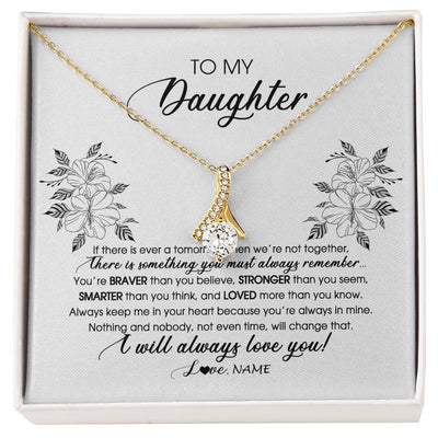 Alluring Beauty Necklace 18K Yellow Gold Finish | Personalized To My Daughter Necklace From Mom Dad Mother Not Even Time Floral Daughter Birthday Graduation Christmas Customized Message Card | teecentury