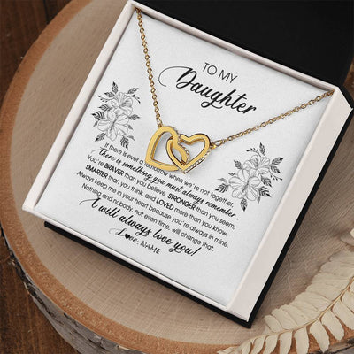 Interlocking Hearts Necklace 18K Yellow Gold Finish | Personalized To My Daughter Necklace From Mom Dad Mother Not Even Time Floral Daughter Birthday Graduation Christmas Customized Message Card | teecentury