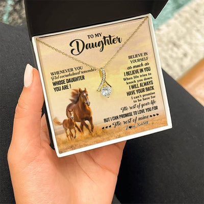 Alluring Beauty Necklace 18K Yellow Gold Finish | 2 | Personalized To My Daughter Necklace From Mom Dad Mother Whenever You Feel Horse Daughter Birthday Jewelry Christmas Customized Gift Box Message Card | teecentury