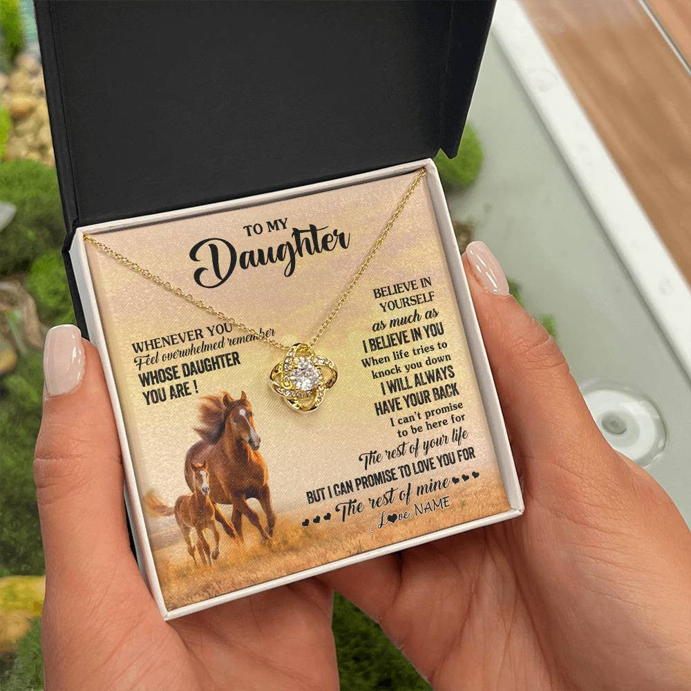 Love Knot Necklace 18K Yellow Gold Finish | 2 | Personalized To My Daughter Necklace From Mom Dad Mother Whenever You Feel Horse Daughter Birthday Jewelry Christmas Customized Gift Box Message Card | teecentury