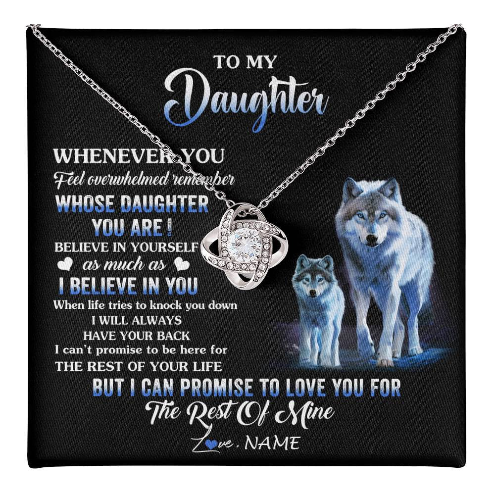 Love Knot Necklace 14K White Gold Finish | 1 | Personalized To My Daughter Necklace From Mom Dad Mother Whenever You Feel Wolf Daughter Birthday Gifts Jewelry Christmas Customized Gift Box Message Card | teecentury