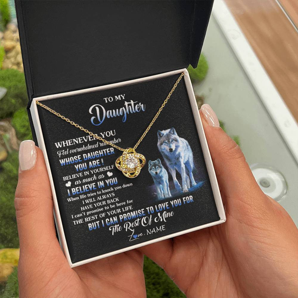 Love Knot Necklace 18K Yellow Gold Finish | 2 | Personalized To My Daughter Necklace From Mom Dad Mother Whenever You Feel Wolf Daughter Birthday Gifts Jewelry Christmas Customized Gift Box Message Card | teecentury