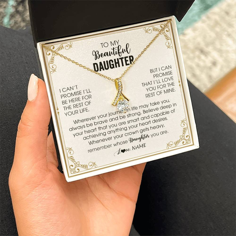 Alluring Beauty Necklace 18K Yellow Gold Finish | 2 | Personalized To My Daughter Necklace From Mom Dad Mother Wherever Your Journey in Life Daughter Birthday Christmas Graduation Customized Gift Box Message Card | teecentury