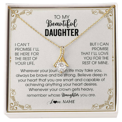 Alluring Beauty Necklace 18K Yellow Gold Finish | 1 | Personalized To My Daughter Necklace From Mom Dad Mother Wherever Your Journey in Life Daughter Birthday Christmas Graduation Customized Gift Box Message Card | teecentury