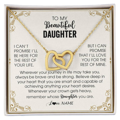 Interlocking Hearts Necklace 18K Yellow Gold Finish | 1 | Personalized To My Daughter Necklace From Mom Dad Mother Wherever Your Journey in Life Daughter Birthday Christmas Graduation Customized Gift Box Message Card | teecentury