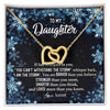 Interlocking Hearts Necklace 18K Yellow Gold Finish | Personalized To My Daughter Necklace From Mom Dad Mother Whisper Back I Am The Storm Daughter Jewelry Birthday Graduation Christmas Customized Message Card | teecentury