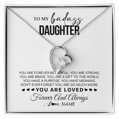 Forever Love Necklace | Personalized To My Daughter Necklace From Mom Dad Mother You Are Forever Beautiful Daughter Birthday Graduation Christmas Customized Gift Box Message Card | teecentury