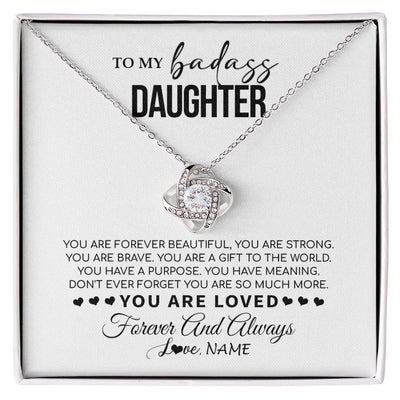 Love Knot Necklace | Personalized To My Daughter Necklace From Mom Dad Mother You Are Forever Beautiful Daughter Birthday Graduation Christmas Customized Gift Box Message Card | teecentury