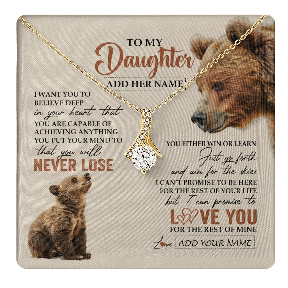 Alluring Beauty Necklace 18K Yellow Gold Finish | 1 | Personalized To My Daughter Necklace From Mom Dad Mother You Will Never Lose Bear Daughter Birthday Gifts Graduation Christmas Custom Gift Box Message Card | teecentury.myshopify