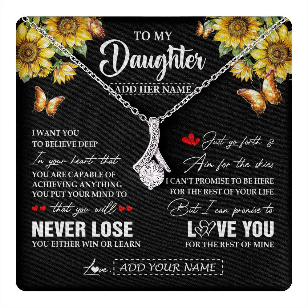 Alluring Beauty Necklace 14K White Gold Finish | 1 | Personalized To My Daughter Necklace From Mom Dad Mother You Will Never Lose Sunflower Daughter Birthday Gifts Graduation Christmas Gift Box Message Card | teecentury.myshopify