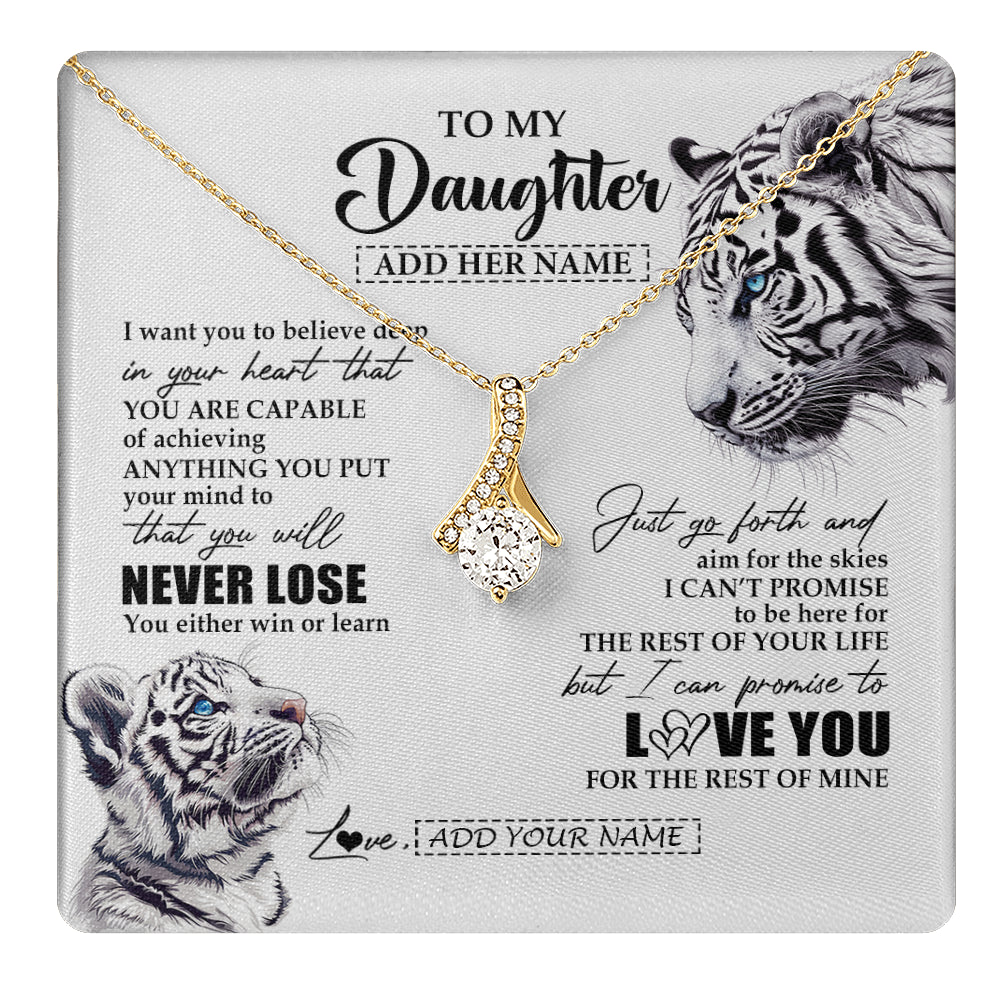 Alluring Beauty Necklace 18K Yellow Gold Finish | 1 | Personalized To My Daughter Necklace From Mom Dad Mother You Will Never Lose White Tiger Daughter Birthday Gifts Graduation Christmas Gift Box Message Card | teecentury