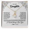 Alluring Beauty Necklace 18K Yellow Gold Finish | Personalized To My Daughter Necklace From Mom Dad Never Forget That I Love You Daughter Birthday Christmas Jewelry Pendant Customized Gift Box Message Card | teecentury