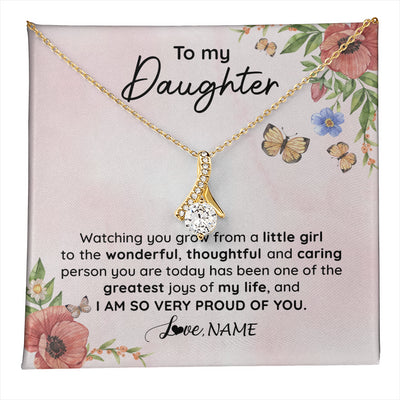 Alluring Beauty Necklace 18K Yellow Gold Finish | 1 | Personalized To My Daughter Necklace From Mom Dad Watching You Grow Daughter Birthday Gifts Jewelry Graduation Christmas Customized Gift Box Message Card | teecentury